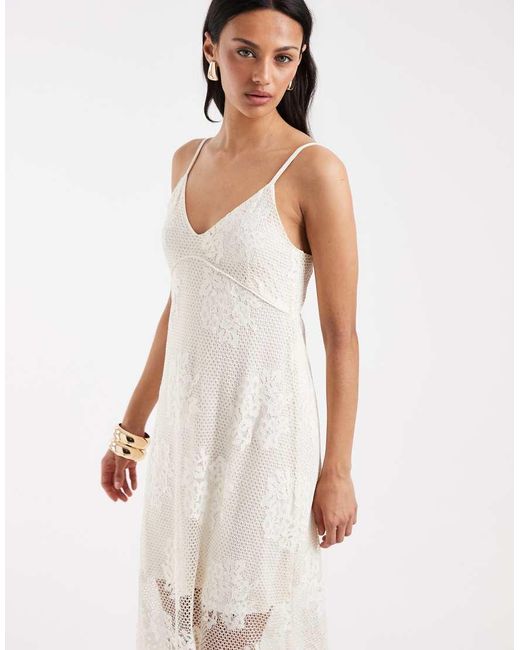 Object White All Over Lace Cami Midi Dress