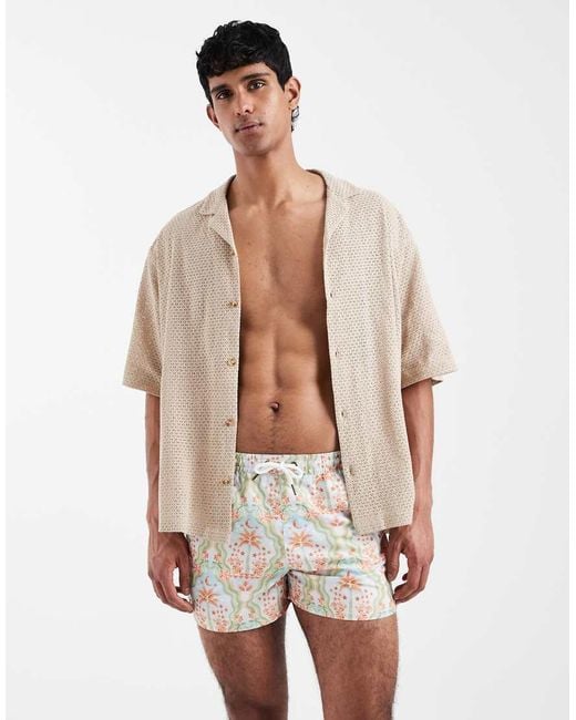 Aray Natural Palm Print Swim Shorts for men