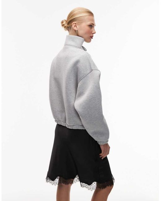 ASOS Gray Funnel Neck Sweatshirt With Lace Detail