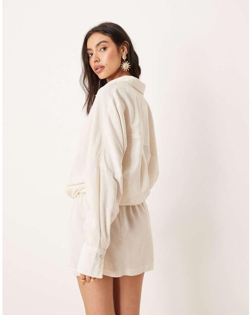 Minifalda Playera Beis De Mezcla De Lino Belle De -Neutro ASOS de color Natural