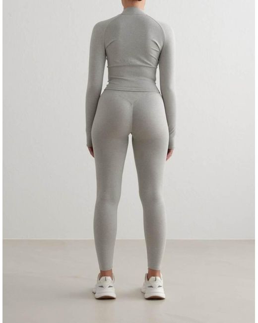 Aim'n Gray Melange Shape Seamless Zip Jacket