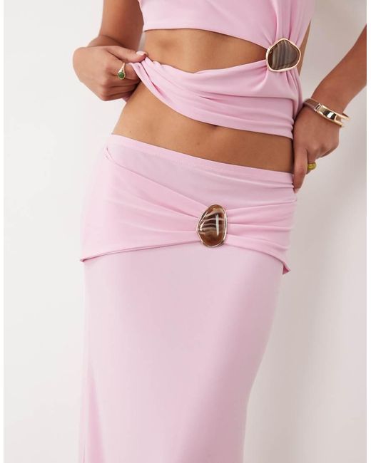ASOS Pink Co-Ord Maxi Skirt With Hardware Detail