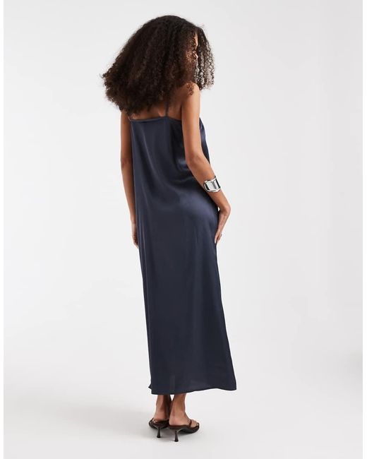Pieces Blue Satin Cami Maxi Dress