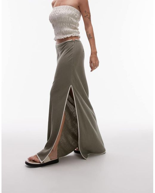 TOPSHOP White Linen Bias Maxi Skirt