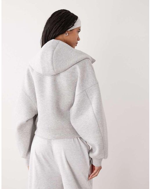 Weekday Gray Funnel Neck Zip Up Scub-style Hoodie