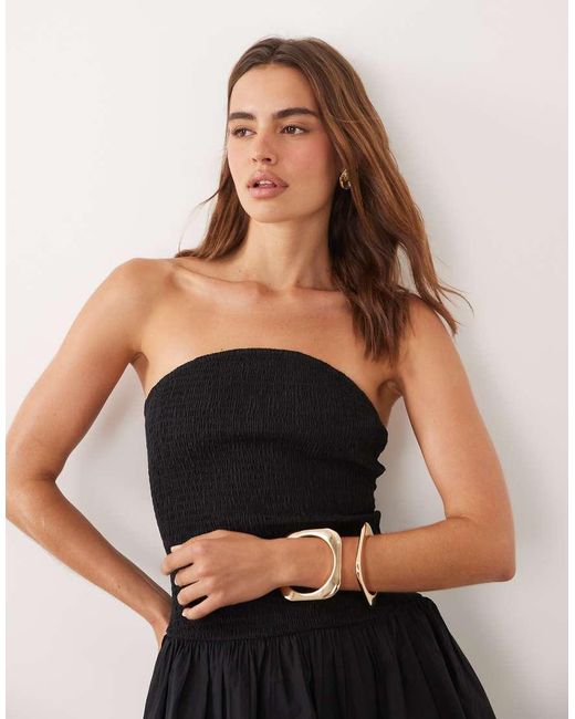 Cotton On Black Shirred Bandeau Mini Dress