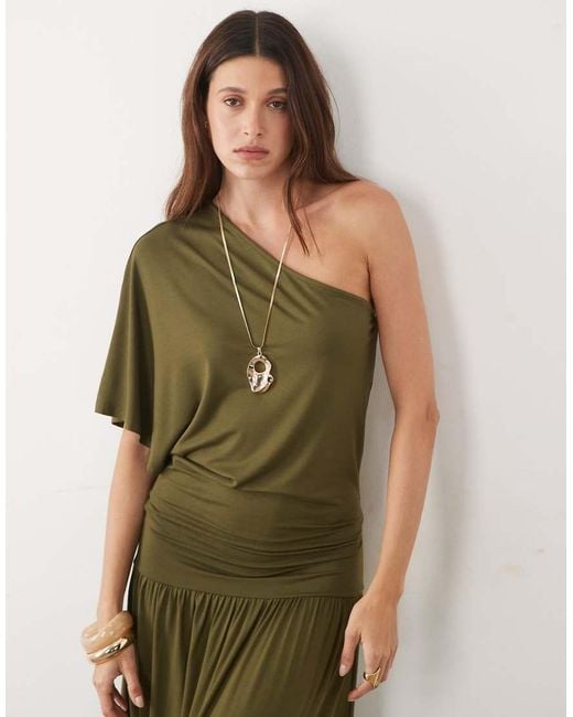 ASOS Green Off Shoulder Slouchy Midi Dress