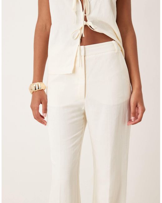 ASOS Natural Tailored Slim Straight Linen Trousers