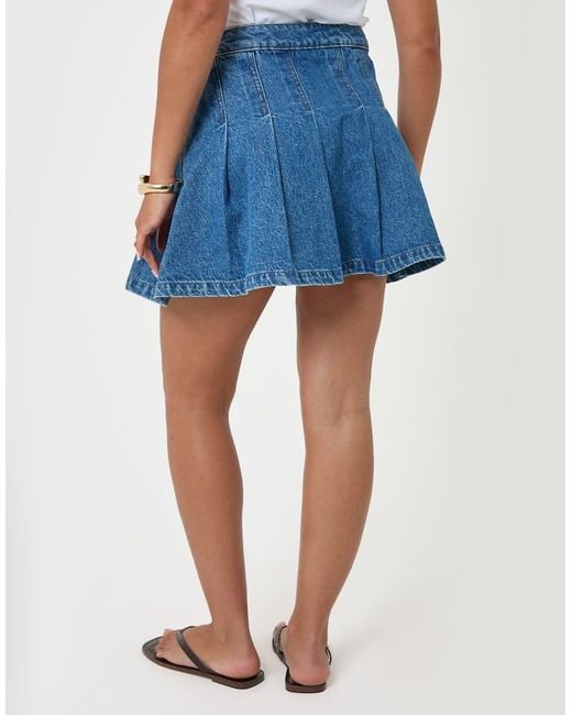 Threadbare Blue Denim Pleated Mini Skirt