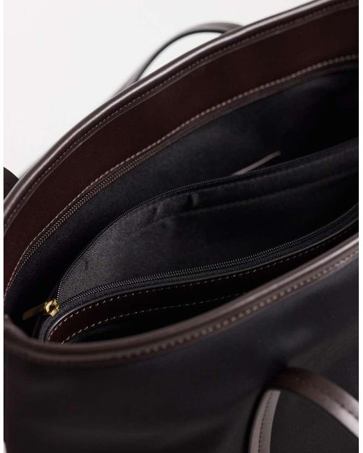 ASOS Black Nylon Contrast Strap Tote