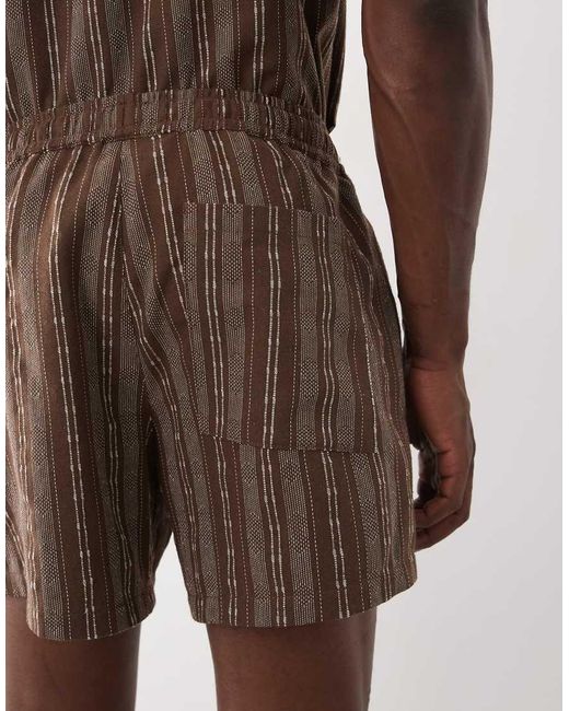 ASOS Brown Co-ord Wide Mid Length Elasticated Short for men