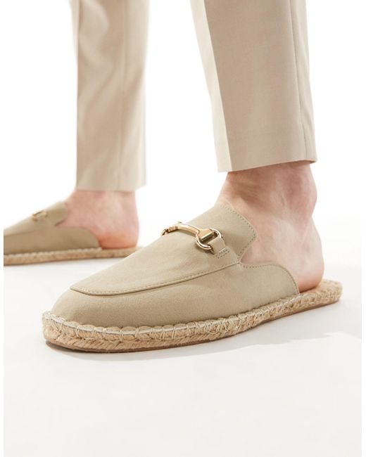ASOS Natural Mule Espadrille With Gold Snaffle for men