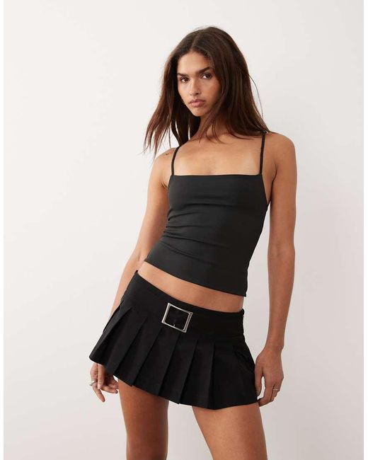 I.AM.GIA Gray Charmi Buckle Detail Pleated Ultra Mini Skort