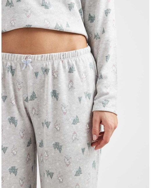 Hollister Gray Low Rise Wide Leg Pyjama Bottoms Co-ord