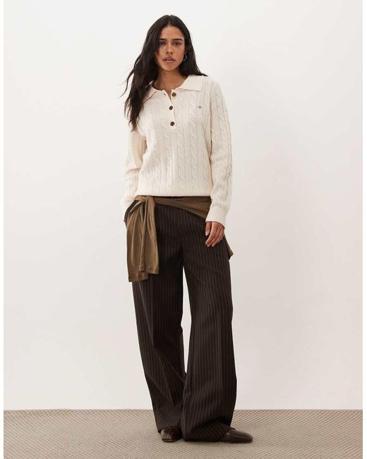 Gant Natural Cable Knit Rugby Cardigan