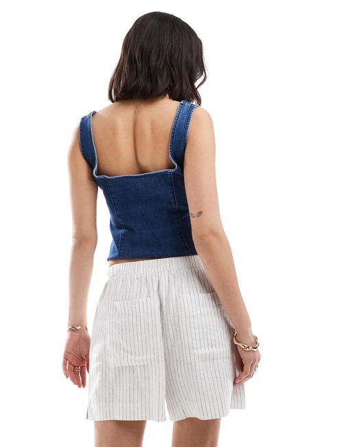 New Look Blue – gestreifte shorts aus leinen