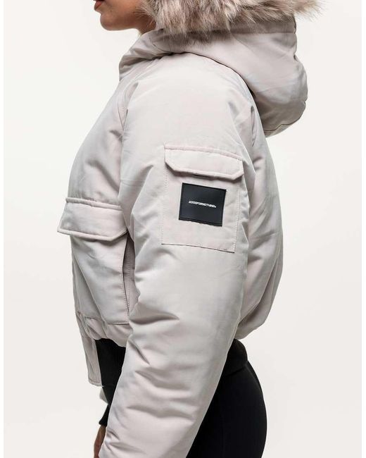 Good For Nothing Natural Padded Parka Jacket With Faux Fur Trim Hood