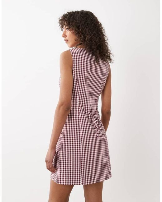 Nobody's Child Pink Slash Neck Tailo Button Down Sleeveless Mini Dress