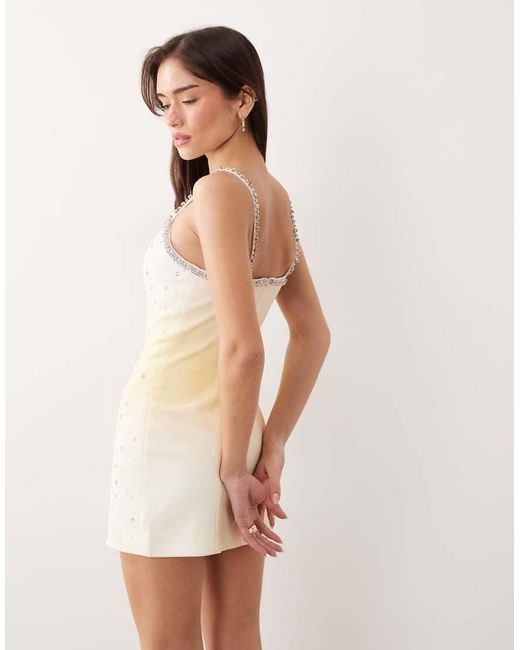 JW PEI Natural Diamante Trim Embellished Tailored Mini Dress