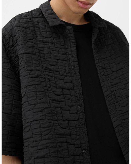 Bershka Black Collection Textured Shirt for men