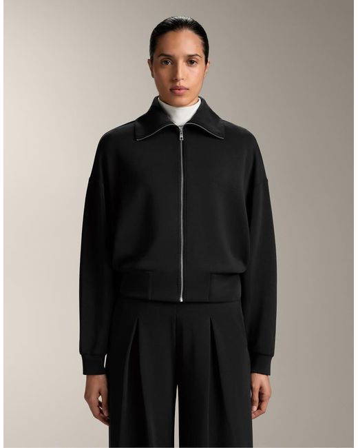 Oysho Black Boxy Jacket With Pleat And Soft-Touch Modal