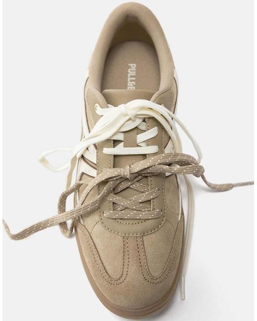 Pull&Bear White Retro Lace-Up Trainers