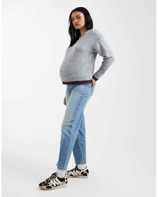 ASOS Blue Asos Design Maternity Comfort Stretch Straight Leg Jeans