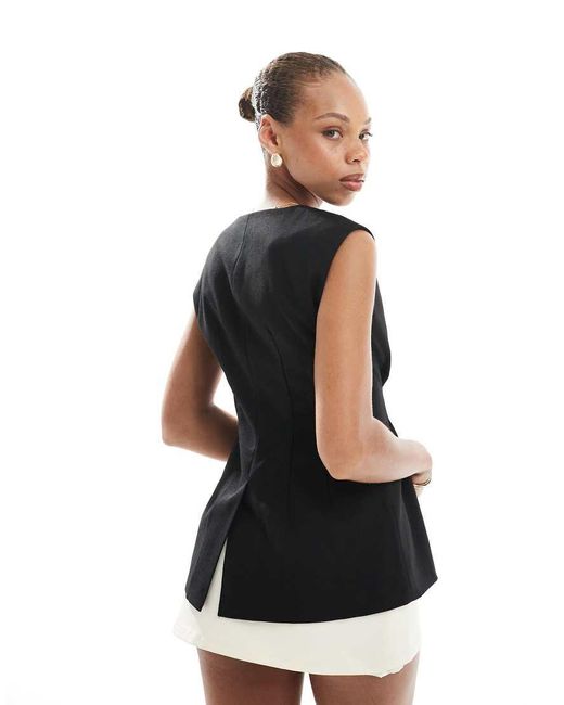 4th & Reckless Black Tailored Cinch Waist Waistcoat