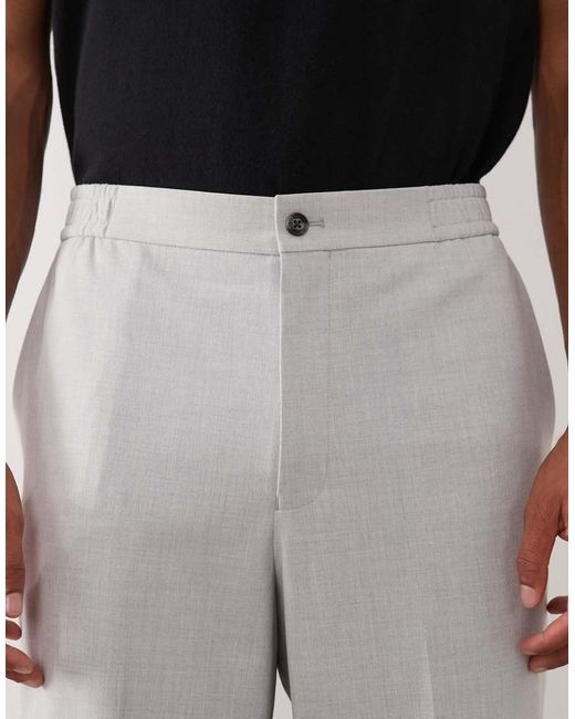 ASOS Gray Tailored Comfort Stretch Wide Leg Pants for men