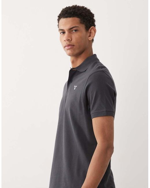 Barbour Blue Short Sleeve Tartan Pique Logo Polo Shirt for men