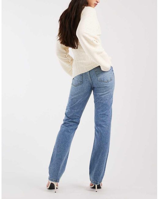 ASOS Blue High Waisted Slim Straight Jeans