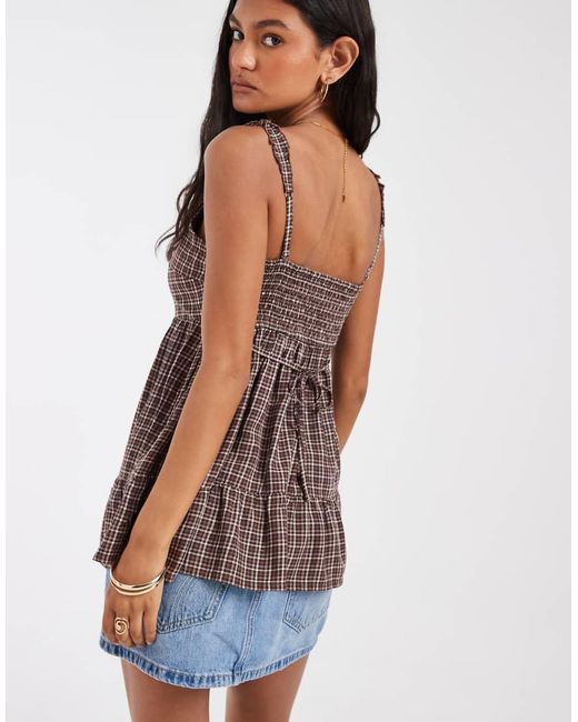 Hollister Purple Babydoll Tunic Top With Tie Back Detail