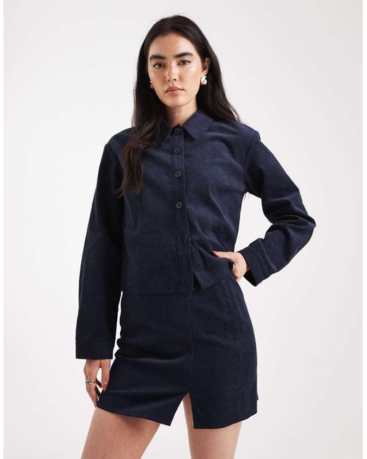 ASOS Blue Split Front Corduroy Co-ord Mini Skirt