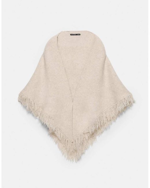 Pull&Bear Natural Fringed Triangle Scarf