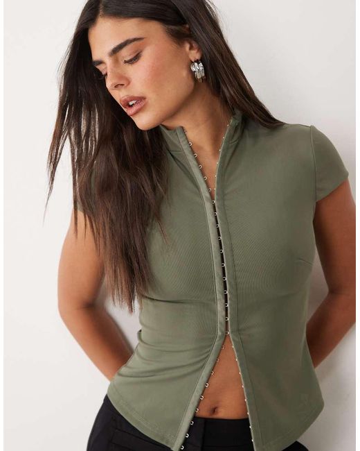 I.AM.GIA Green Isela Multiway Hook And Eye Front Cap Sleeve Top