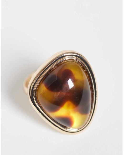 ASOS Metallic Ring With Animal-print Stone