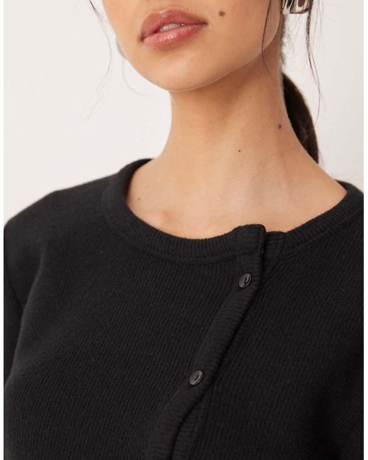 ASOS Black Asymmetric Placket Button Through Super Soft Top