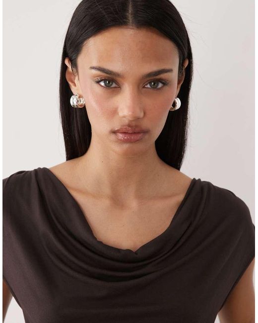 Mango Brown Cowl Neck Sleeveless Top