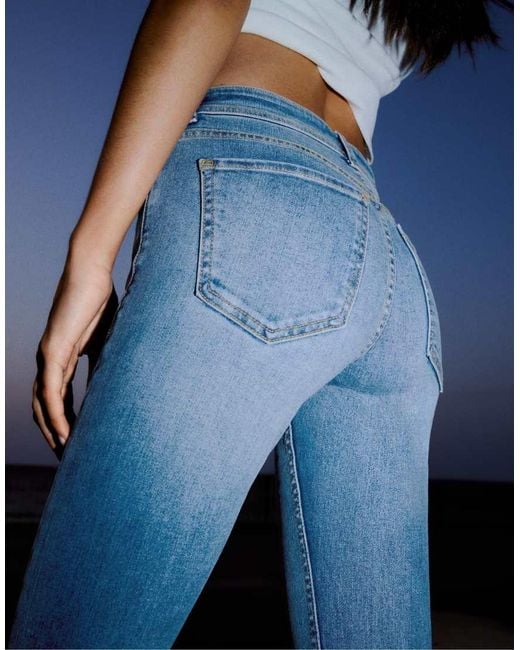 Bershka Blue High-Waist Skinny Jeans