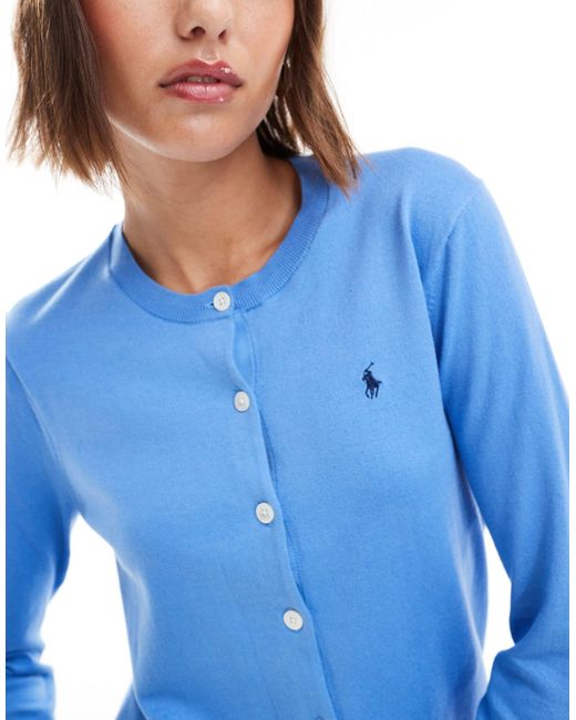 Polo Ralph Lauren Blue Pima Cotton Cardigan With Logo