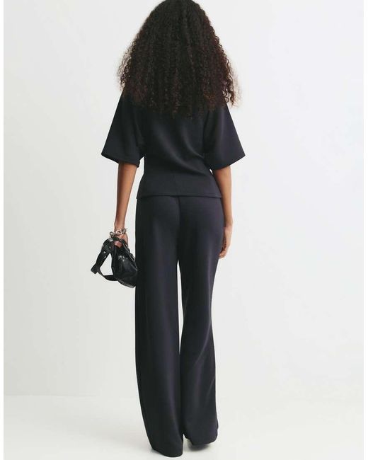Pull&Bear Black Wide-leg Sweatpants