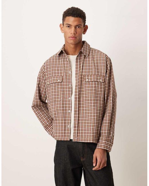 ASOS Natural Oversized Shirt With Cargo Pockets for men