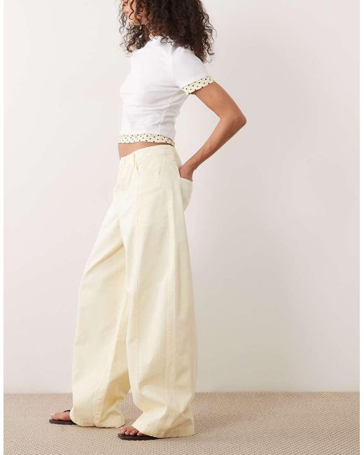 ASOS Natural Barrel Pants With Washed Effect