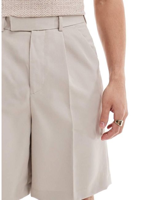 ASOS Natural Smart Wide Leg Shorts for men