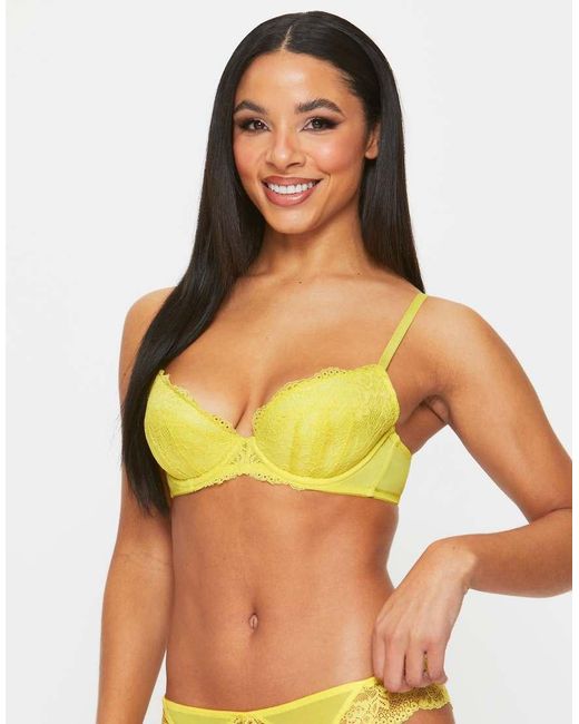 Ann Summers Yellow Sexy Lace Planet Padded Plunge Bra