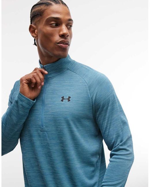 Under Armour Blue Tech Textured Half-zip T-shirt for men