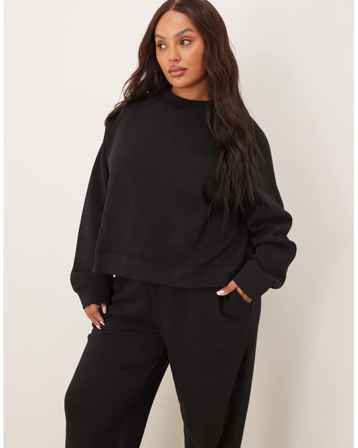 ASOS Black Asos Design Curve Oversized Brushback Sweatshirt With Raglan Detail
