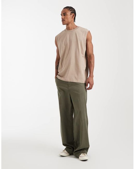 ASOS Basic Oversized Tanktop in het Natural voor heren