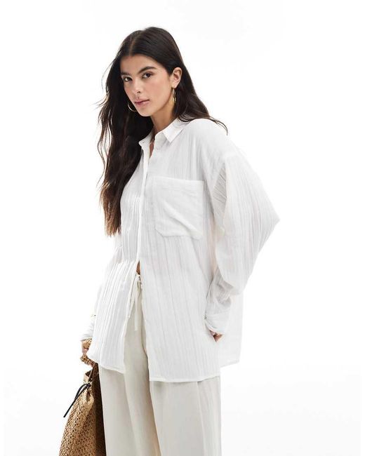 Camisa Blanca Extragrande De Algodón Texturizado De ASOS de color White