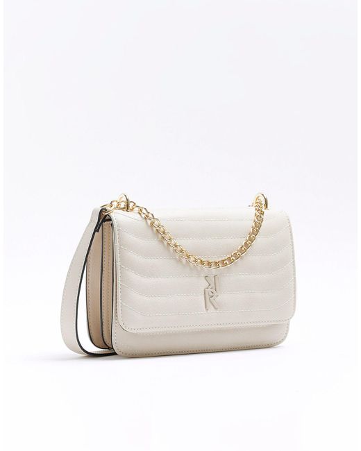 River Island White Quilted Chain Shoulder Bag